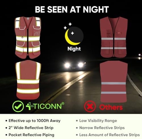 TICONN High Visibility Reflective Safety Vest - Image 3