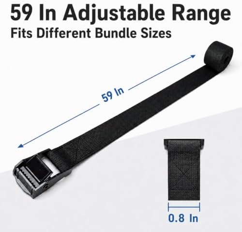 2 Pack Lashing Straps with Buckles, 59 in Cam Buckle Tie Down Straps - Image 4