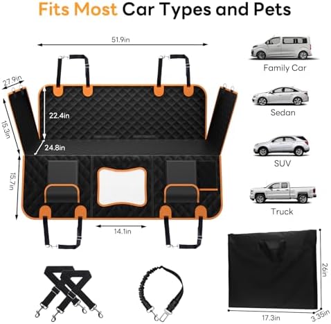 Dog Car Seat Cover for Back Seat Hard Bottom - Image 7