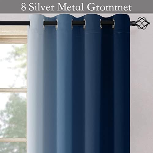 SimpleHome Ombre Blue to Grey White Curtains - Image 5