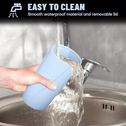 Car Trash Can Bin with Lid-2 Packs Car Garbage Can Cup Holder-Light Blue Mini - Image 5