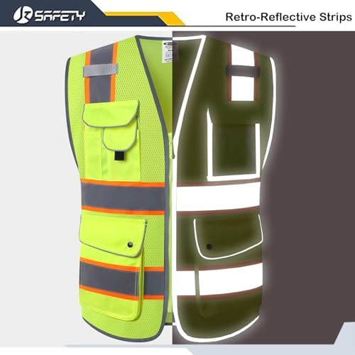 JKSafety Safety Vest for Men Women Reflective Hi Vis JK100 Yellow 4XL - Image 4