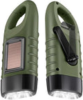 Leelosp 2 Pcs Hand Crank Solar Flashlight Emergency LED, Army Green by Leelosp