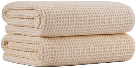 MICROFI New Microfiber Waffle Bath Towels, 2 Pieces, Fast Drying, Lint Free 430 by Unknown