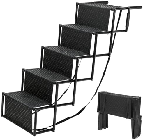 Foldable Dog Stairs for Large Dogs, 5-Step Wide Pet Ramp for Vehicle Trunk by Unknown