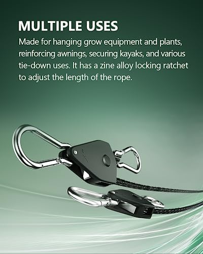 12-Pack 1/8” Rope Hanger, Heavy Duty Ratchet Tie Down Strap - Image 2