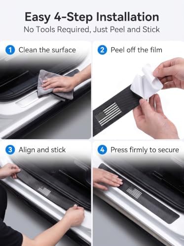 4PCS Car Door Sill Protector, American Flag Car Door Edge Protector - Image 6