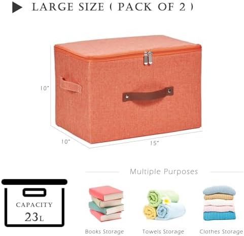 2PCS Storage Bins with Zipper Lids Decorative Lidded Basket Box - Image 3