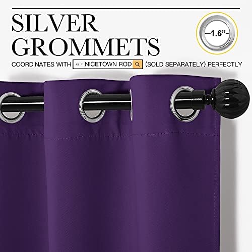 NICETOWN Purple Blackout Curtains 96 inches Long, Niose Reducing and Thermal - Image 3