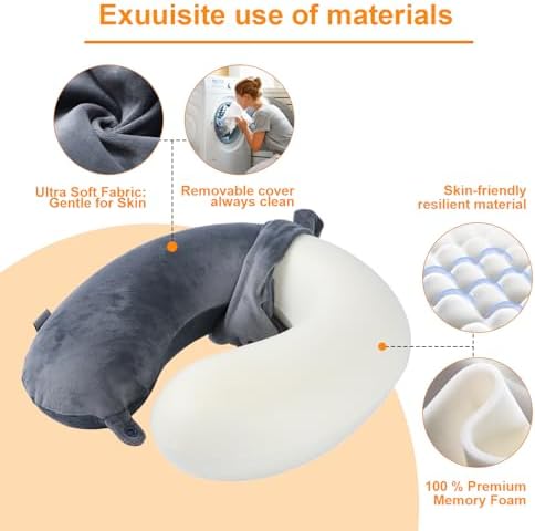 Travel Pillow, 100% Pure Memory Foam U Shaped Neck Pillow, Super Lightweight - Image 4