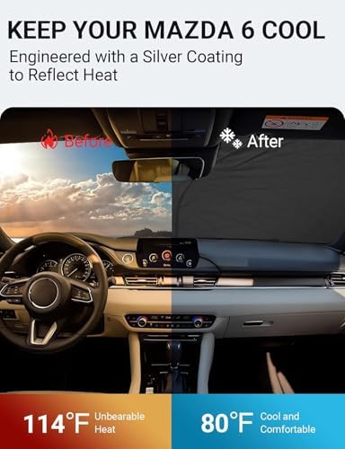 Proadsy Custom Fit 2014-2021 Mazda 6 Windshield Sun Shade, Blocks Heat - Image 3
