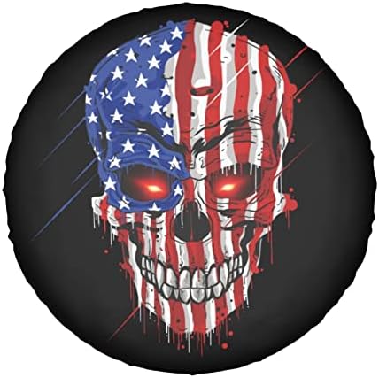 American Flag Skull Patriotic Spare Tire Cover, Universal Wheel Tire Cover - Image 2