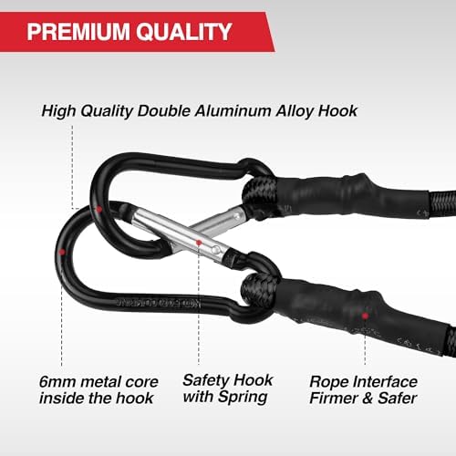 WORKPRO 24" Bungee Cords with Hooks, 4 Pack Heavy Duty Outdoor Bungee Strap - Image 4