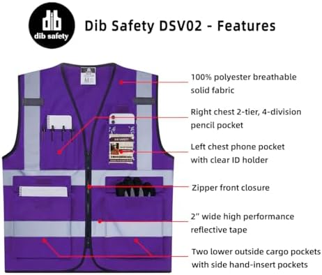 Dib Safety Hi Vis Reflective Safety Vest - Image 4