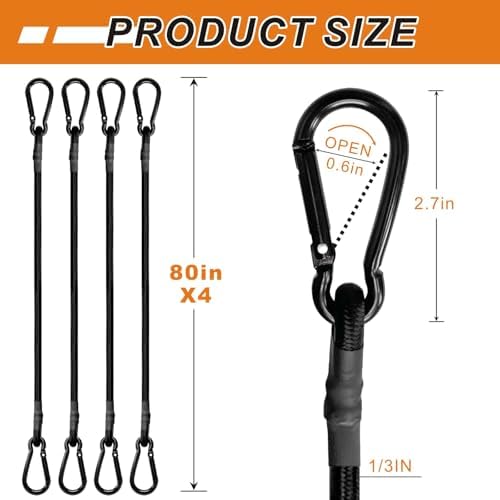 BEXSLE 80in 4 Pcs Bungee Cords - Image 5