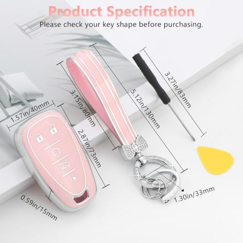 PIFOOG Key Fob Cover for Chevy Pink Gold Soft TPU 5 Buttons Car Keys Case Shell - Image 3