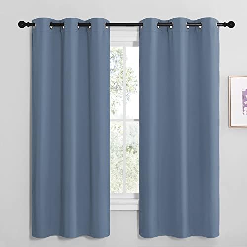 NICETOWN Short Curtains for Kitchen, 1 Pair, 42 x 68-inch, Stone Blue by NICETOWN