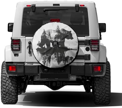 Delerain Spare Tire Cover with Backup Camera Hole Bear and Tree Wheel Covers by Delerain