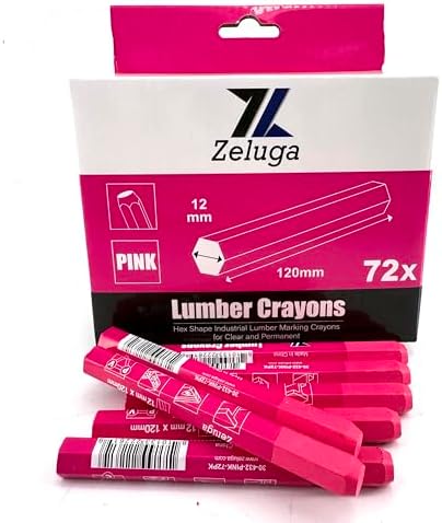 Zeluga 4.7in. x 0.47in. Hex Shape Industrial Lumber Marking Crayons by Zeluga