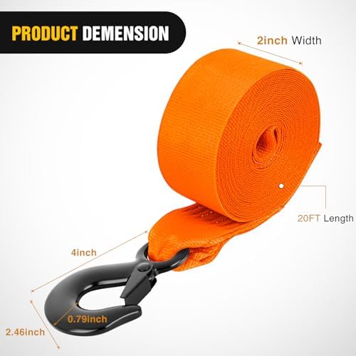 Nilight Boat Trailer Winch Strap 2" x 20' - Image 2