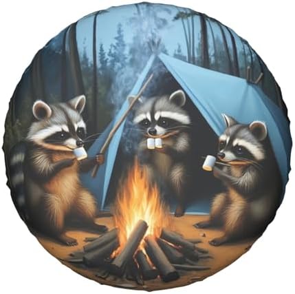 Raccoons Campfire Universal Spare Tire Cover, 16 Inch, Cute Waterproof by Unknown