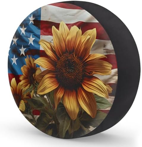 Rv Spare Tire Cover Wheel Sunflower American Flag Tire Covers Wheel Protectors - Image 2