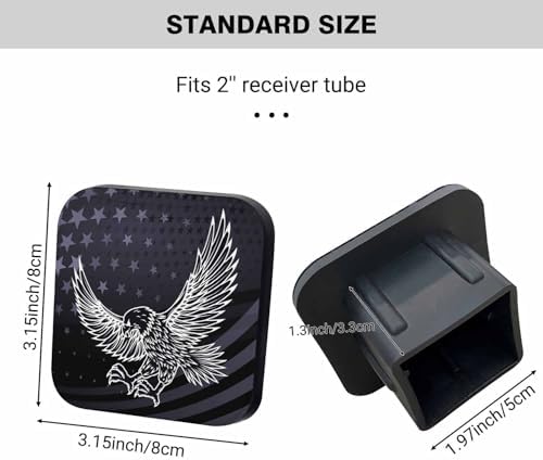 Swono Trailer Hitch Caps Covers Eagle Pattern 2 Inch Rubber Tow Hitch AUTO - Image 2