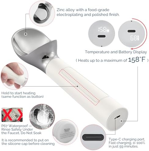 Heated Ice Cream Scoop Rechargeable, Electric Warming Ice Cream Scooper - Image 3