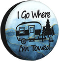 Spare Tire Cover I Go Where I'm Towed Weatherproof Universal Wheel Protectors by TGKBRMEA
