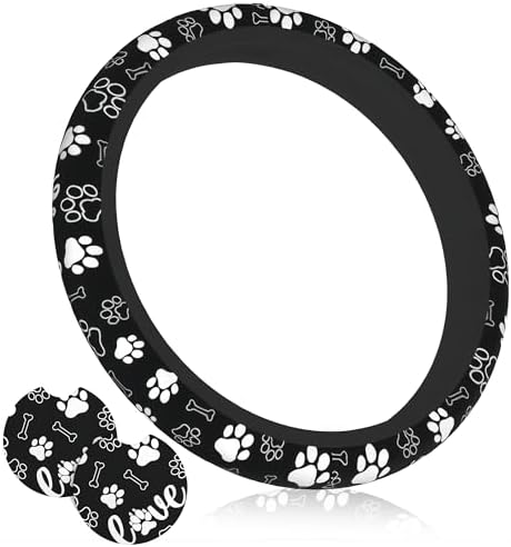 Dog Paw Print Steering Wheel Cover pet 15 Inch +2 Car Coasters by Unknown