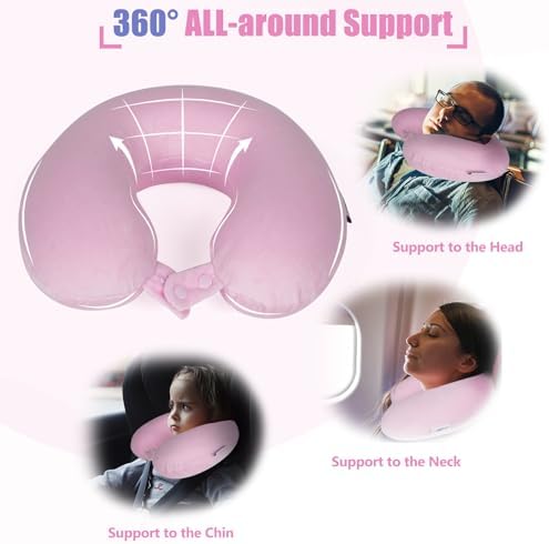 SAIREIDER Travel Neck Pillow 100% Memory Foam, Airplane Rest Prevents Head from - Image 3
