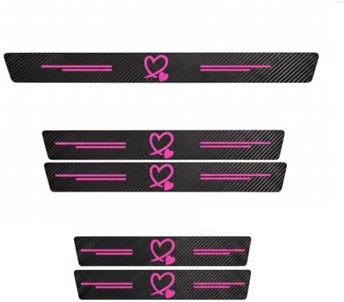 5PCS Heart Pattern Car Door Sill Protector, Carbon Fiber Leather Car Door Entry by Unknown