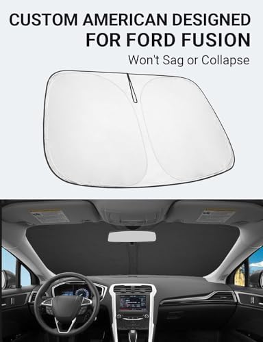 Proadsy Custom Fit 2013-2020 Ford Fusion Windshield Sun Shade, Blocks Heat - Image 2