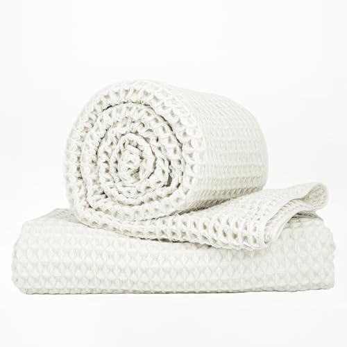 Luxury Organic Japanese Cotton Waffle Bath Towel | Thick, Quick Dry Bathroom by KOSMU