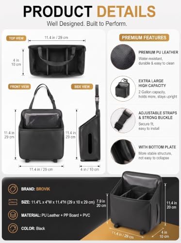 Brovik Car Backseat Organizer, Dry Wet Separation PU Leather Bag - Image 6