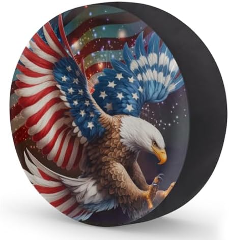 Spare Tire Cover for RV Trailer, American Flag Eagle Waterproof Sun Leather - Image 2
