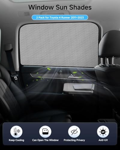 Car Window Shade for Toyota 4 Runner 2011-2023, 2 Pack UV & Glare Protection - Image 2