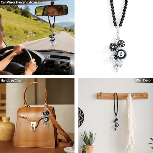 YGMONER 8 Ball Dice for Car Mirror, Y2K Aesthetic Lucky Charm Car Rear View - Image 5