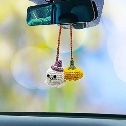 Halloween Outdoor Decorations Crochet Pumpkin and Ghost Car Decor - Image 4