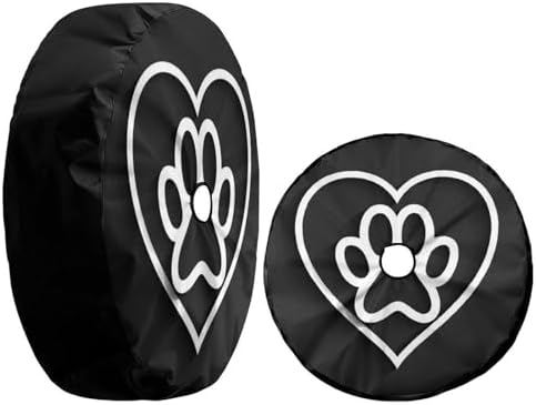 Delerain Spare Tire Cover with Backup Camera Hole Heart with Paw Print Wheel - Image 3