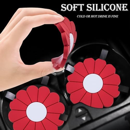 2-Pack Car Cup Holder Coaster Inserts, Daisy Shape, 2.75 Inch Non-Slip Silicone - Image 4