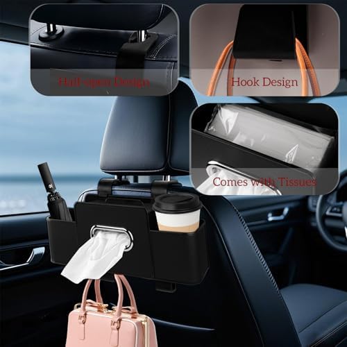 Car Back Seat Organizer with Tissue and Storage Hook - Image 4