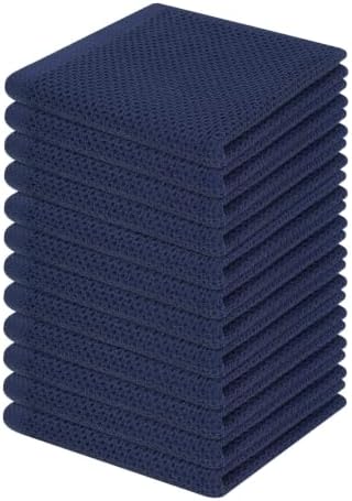 Homaxy 100% Cotton Waffle Weave Kitchen Dish Cloths 12-Pack, Dark Navy by Homaxy