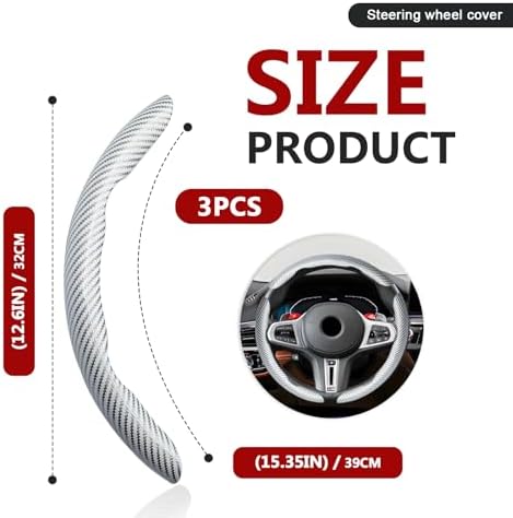 3pcs Universal Carbon Fiber Steering Wheel Cover - Image 2