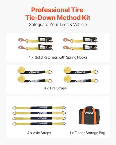 VEVOR Wheel Chock Tie-Down Kit, Tire-Style Trailer Tie Down Strap, Car Tie Down - Image 2