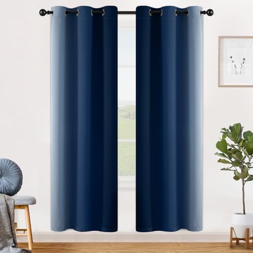 SimpleHome Ombre Blue to Grey White Curtains - Image 2