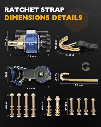 Ladder Rack Straps, Rack Ratchet Straps, Truck/Lumber/Pipe/Roof Rack Straps - Image 7