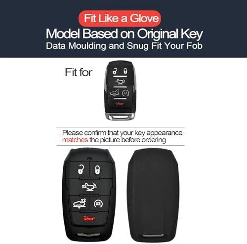 2pcs Compatible with RAM 1500 6 Buttons Black Key Fob Cover Case Key Chain - Image 2