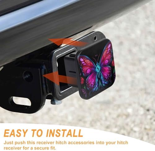 2 Inch Rose Pink Butterfly Trailer Hitch Cover Rubber Receiver Tube Plug Cap - Image 4