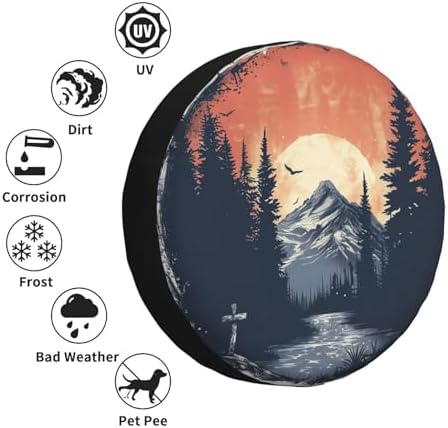 Spare Tire Cover Mountains Sunset Landscape Wheel Covers Weatherproof Universal - Image 4